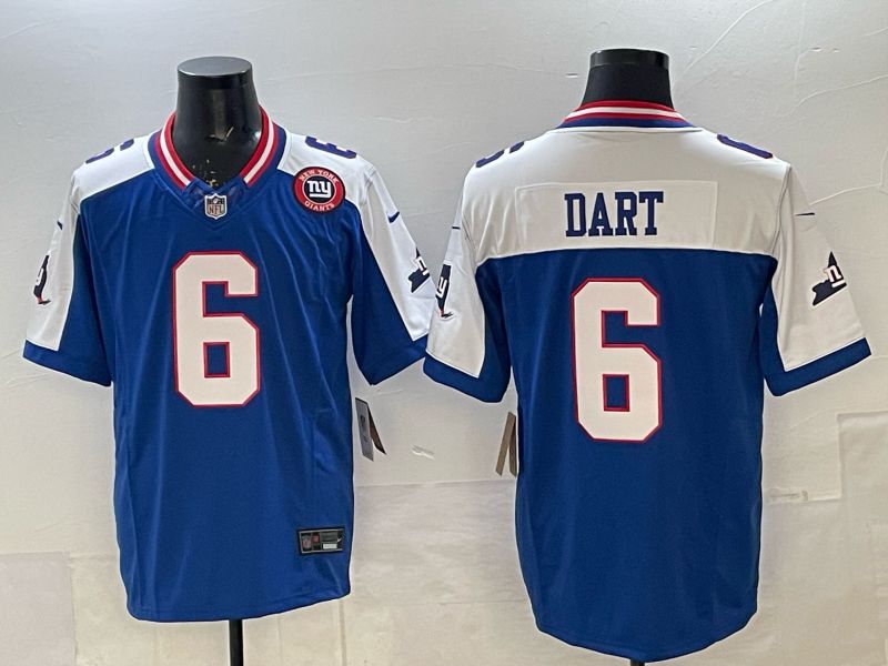 Men 2025 Nike New York Giants #6 Dart Blue Limited NFL Jersey style 01